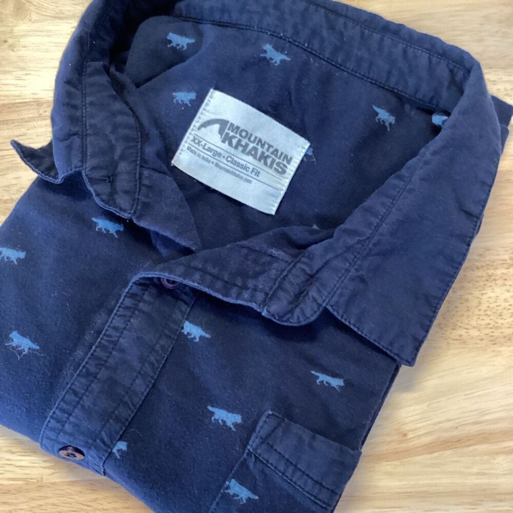 EUC Mens Mountain Khakis Full Button Front Shirt Wolf Pattern-‎ XXL
